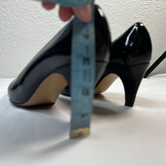 Bally Classic Patent Leather Pumps Cone Heel Almond Toe Black 5 - Picture 3 of 13